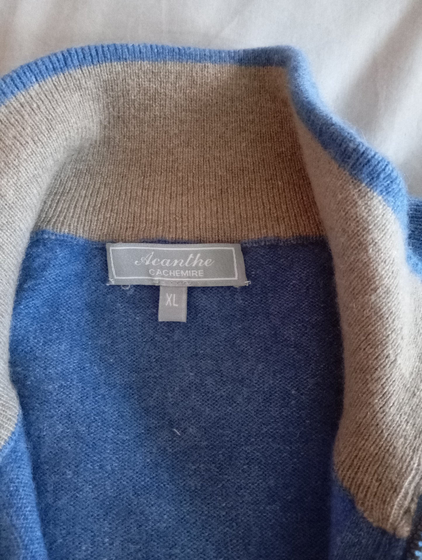 cardigan zippé 10 cachemire Bleu