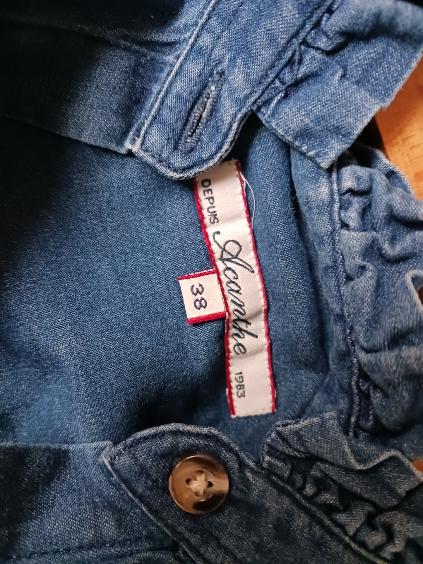 Chemisier col froufrou jean