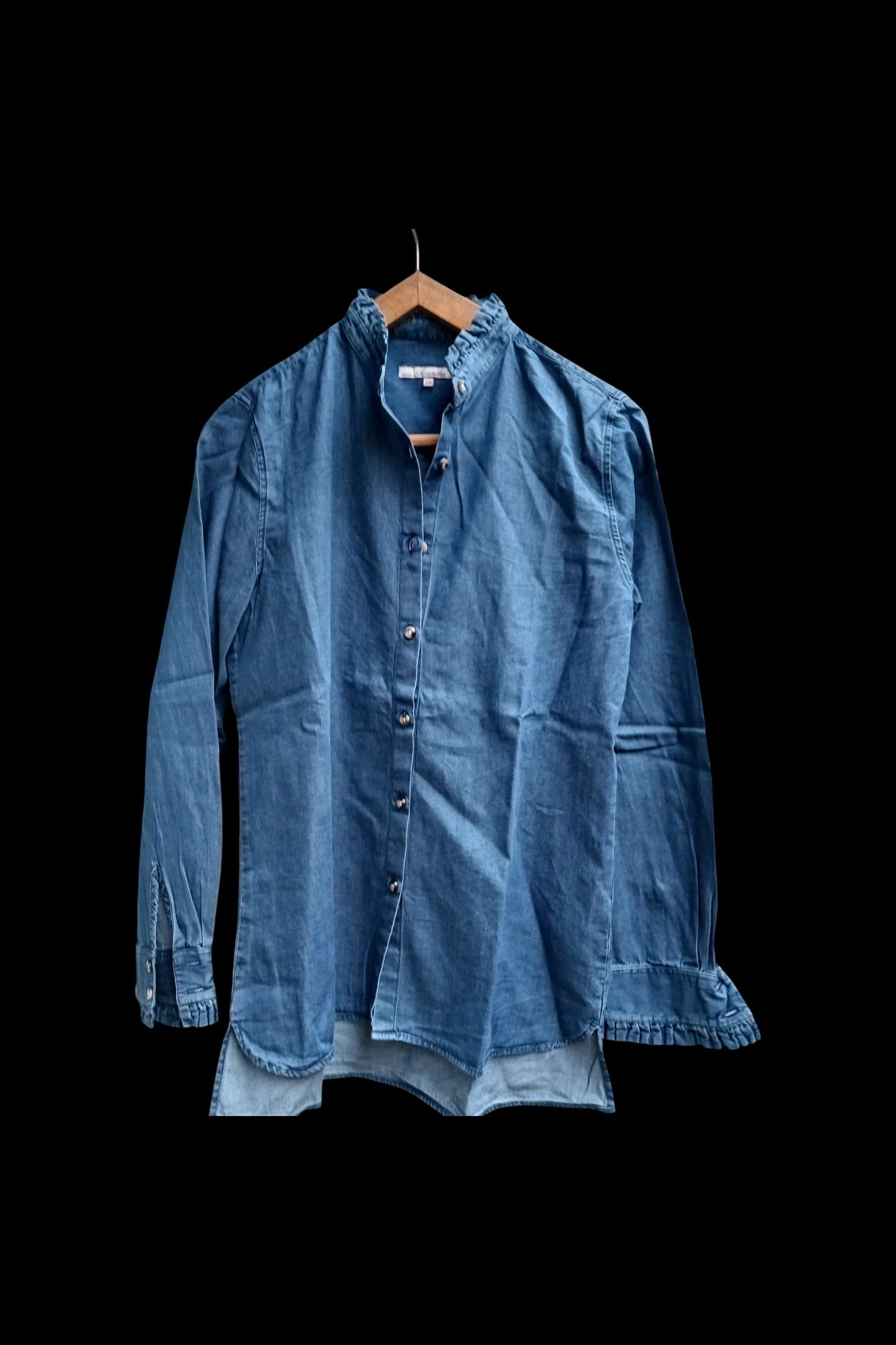 Chemisier col froufrou jean