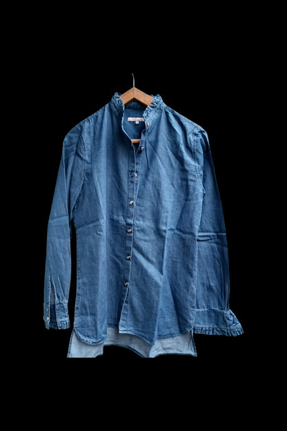 Chemisier col froufrou jean