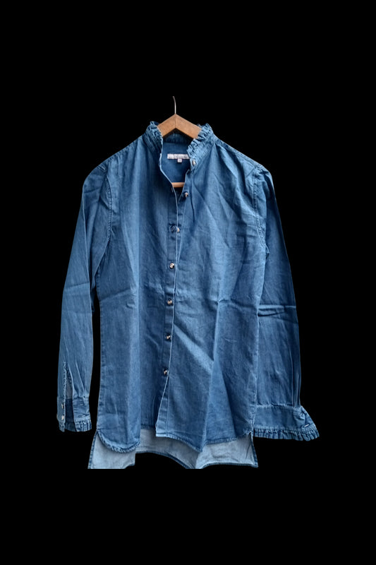 Chemisier col froufrou jean