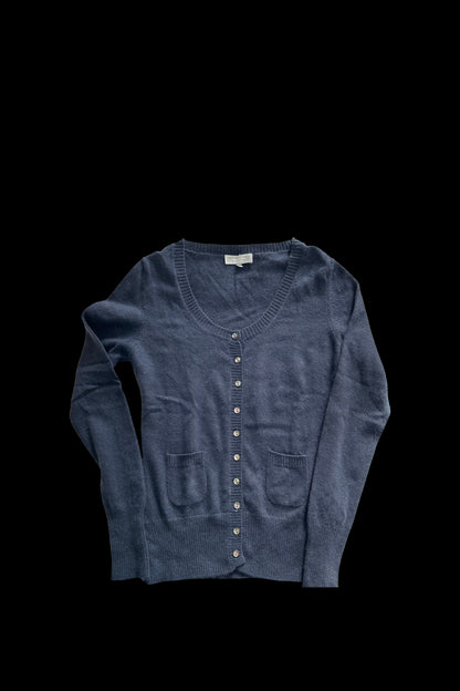 Cardigan col rond cachemire bleu foncé