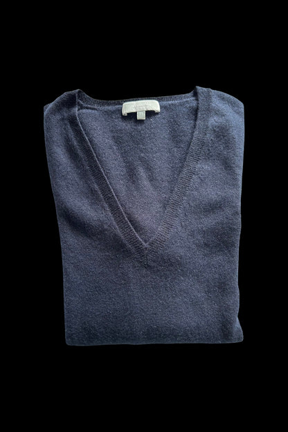 Pull V profond en cachemire bleu marine