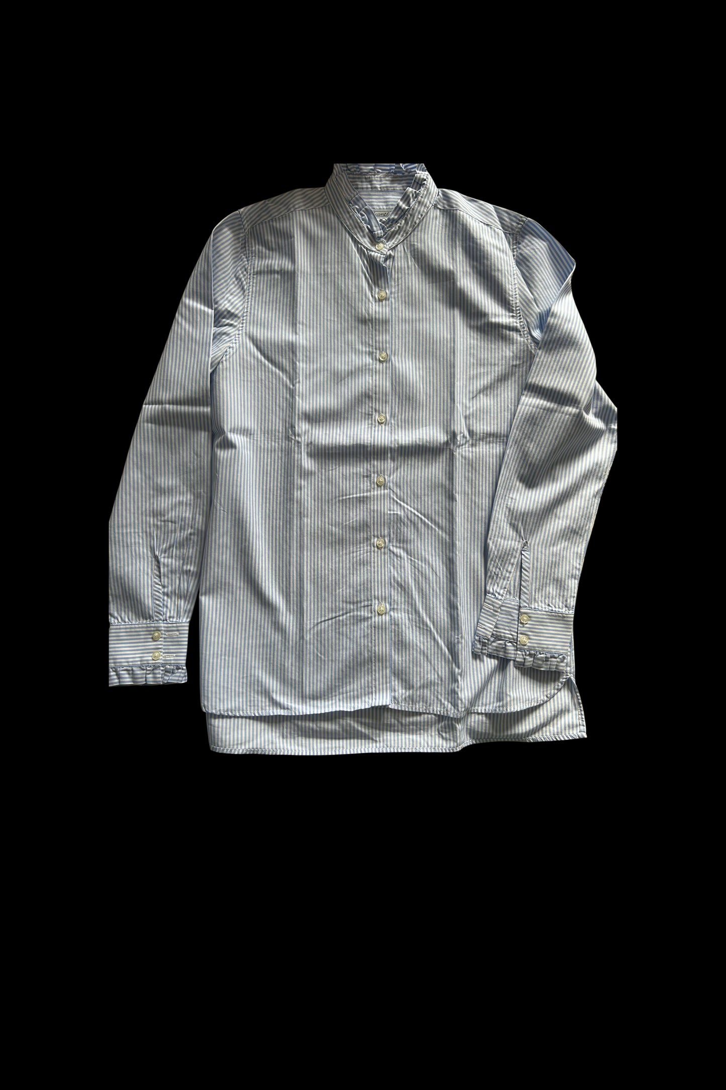 chemisier rayé avec col et poignets volants