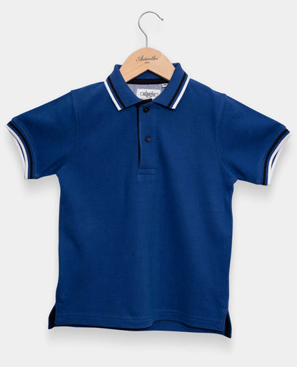 Polo piqué bleu