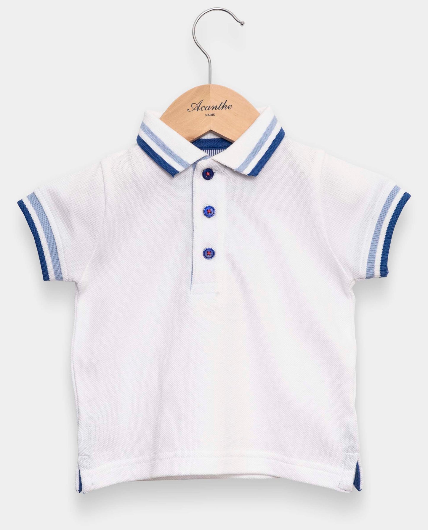 Polo piqué blanc col polo