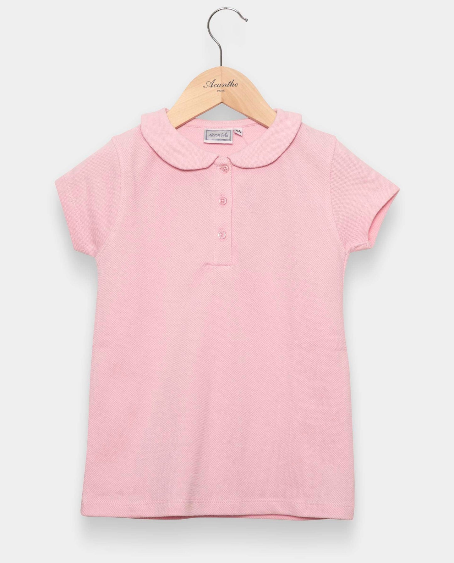 Polo piqué col claudine rose