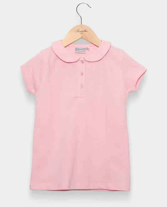 Polo piqué col claudine rose