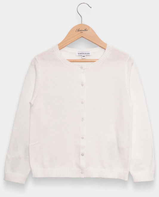 Cardigan col rond coton blanc