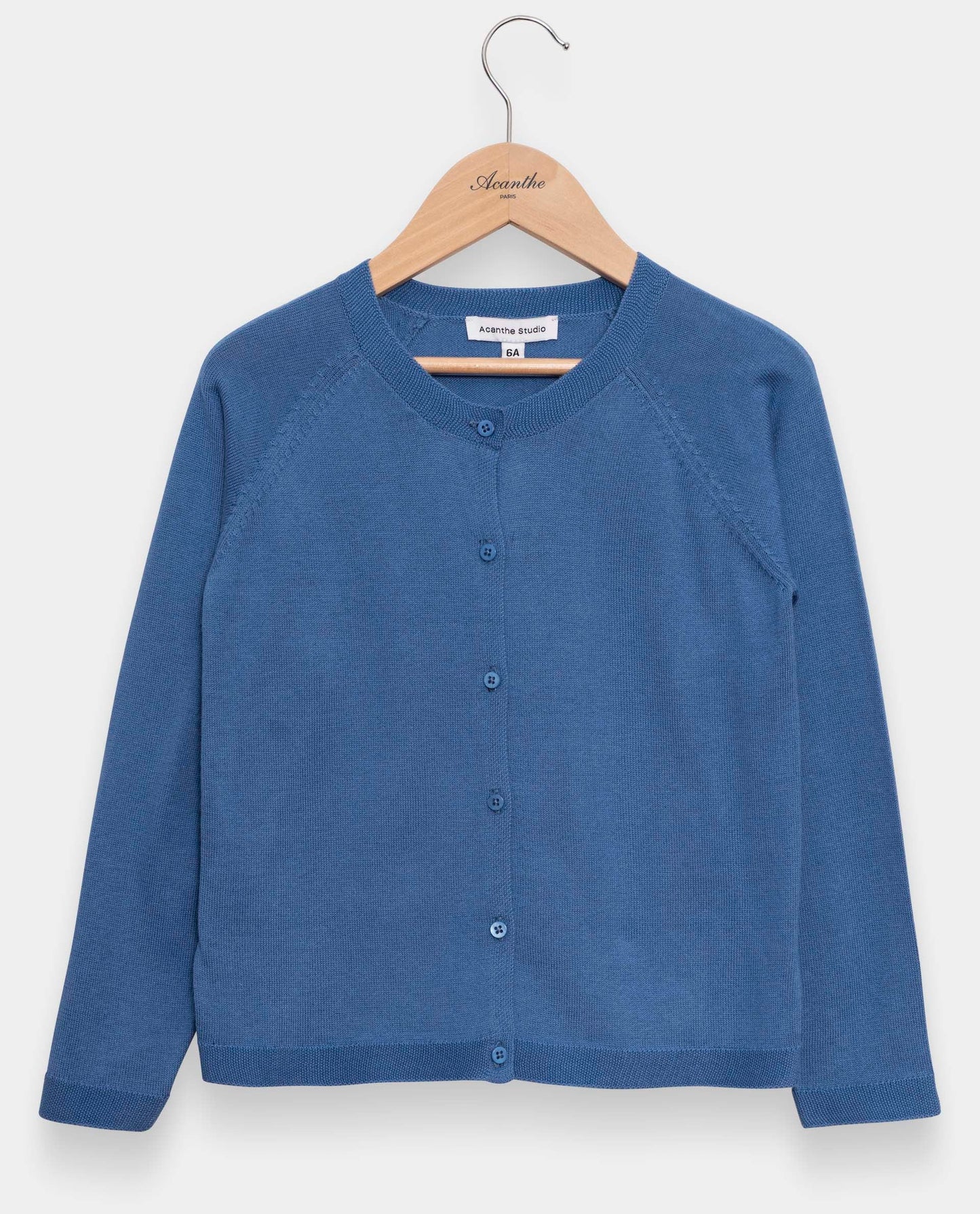 Cardigan finition point de riz  coton bleu