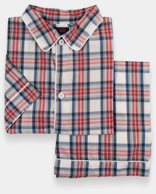 Pyjama écossais rouge/ciel