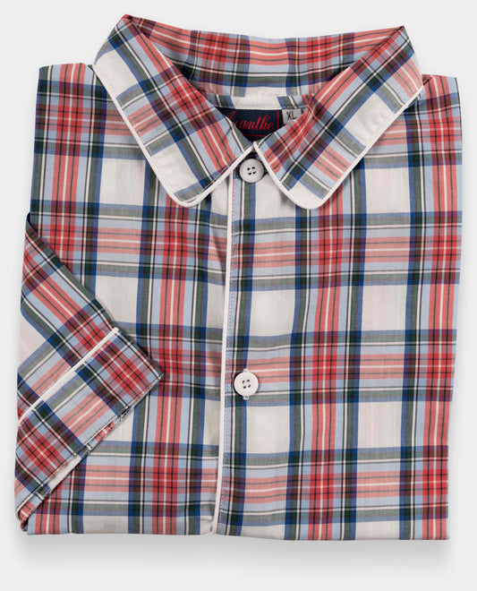 Pyjama écossais rouge/ciel