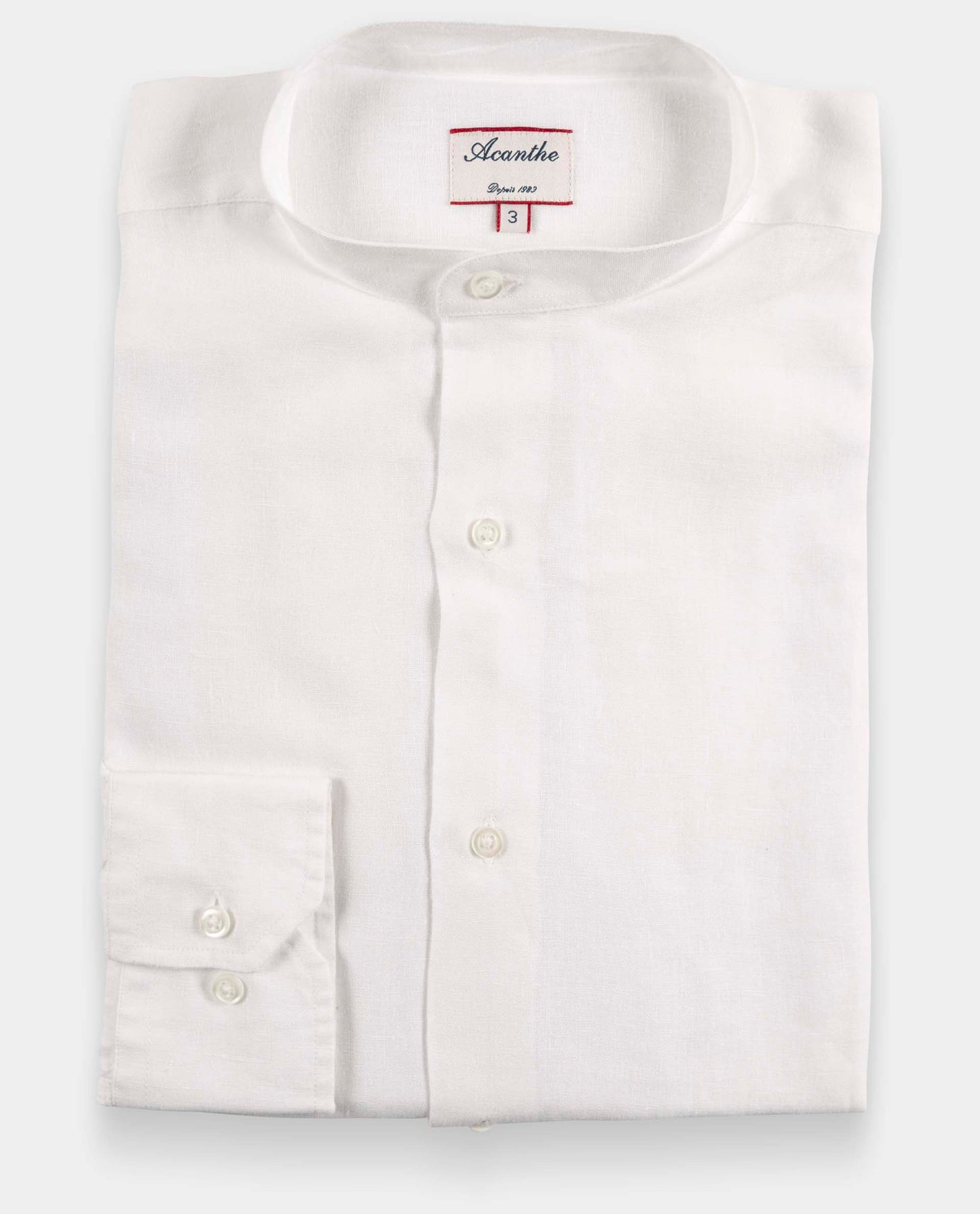 Chemise col mao 100% lin blanc