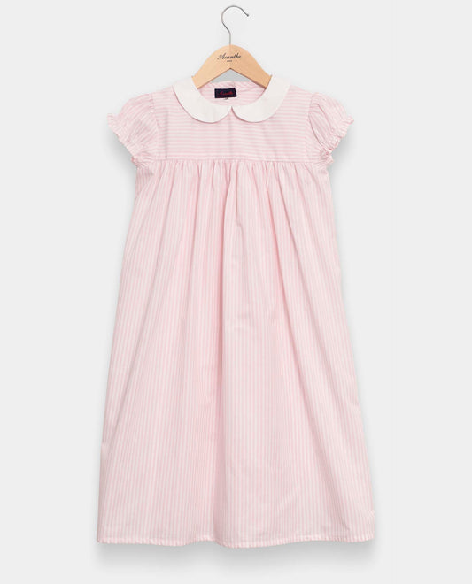 Chemise de nuit manches courtes rayure rose