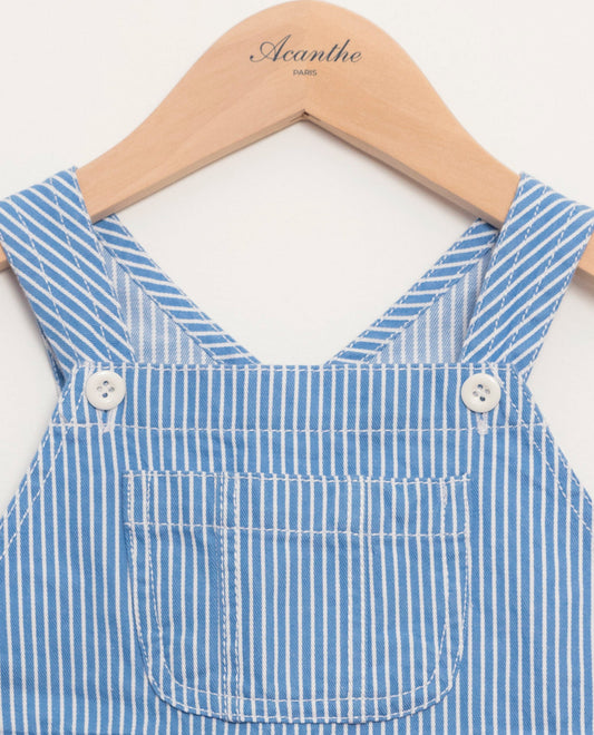 Salopette courte rayé bleu
