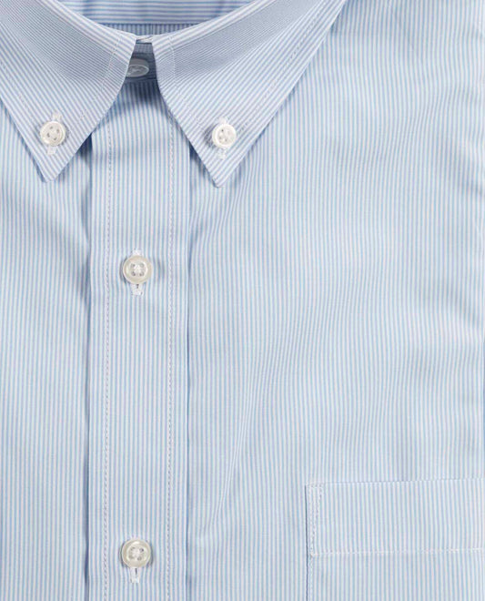 Chemise col boutonné fine rayure ciel