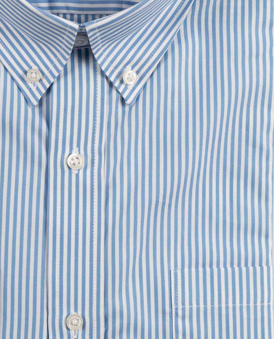 Chemise col boutonné rayure bleu moyen