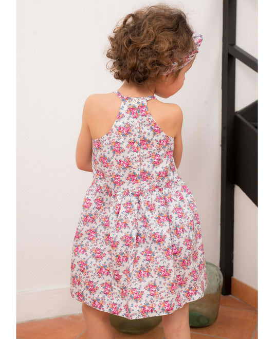 Robe à bretelles imprimé fleur rose