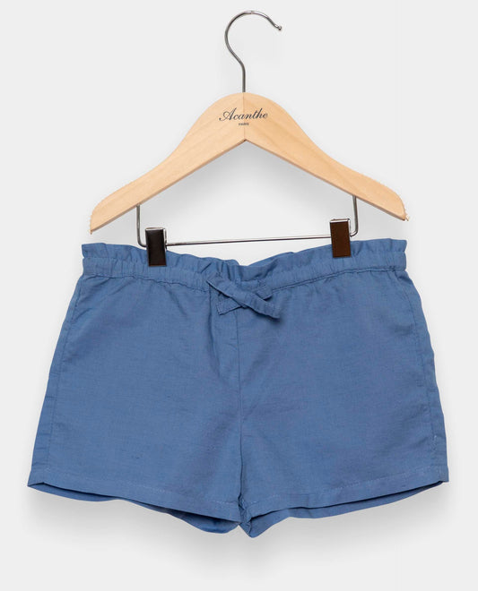 short en coton/lin bleu