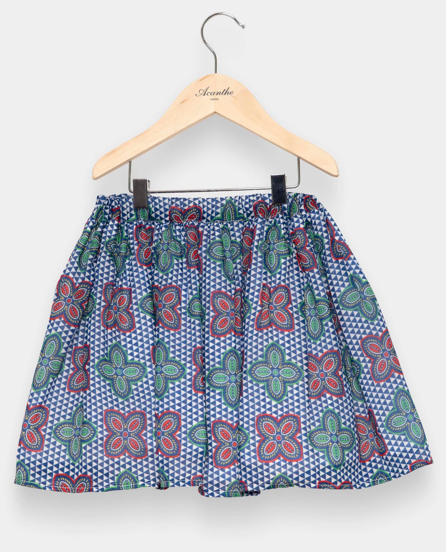 Jupe froncée en voile de coton imprimé wax
