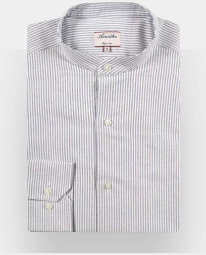 chemise col mao oxford rayé rayure marine