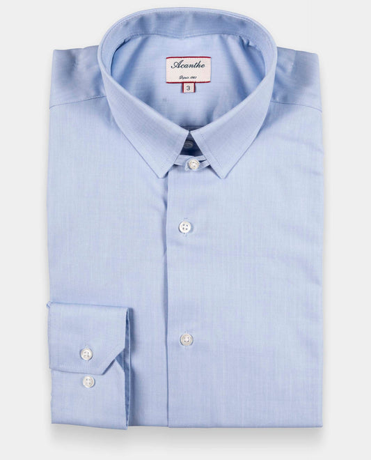 chemise col anglais fil à  fil Ciel