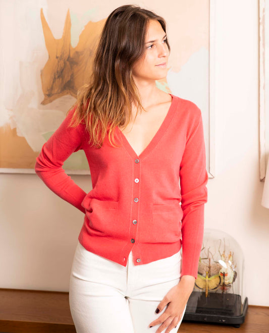 cardigan V 30 cachemire Corail
