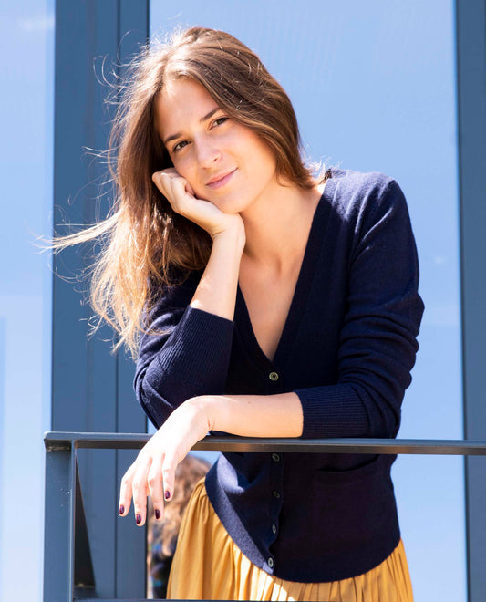 cardigan V 30 cachemire Marine