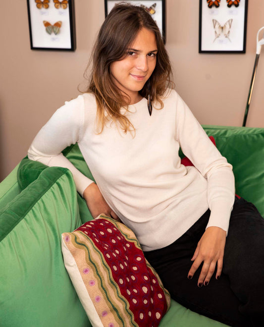 pull col rond 30 cachemire Ecru