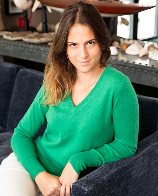 pull col V 30 cachemire Vert