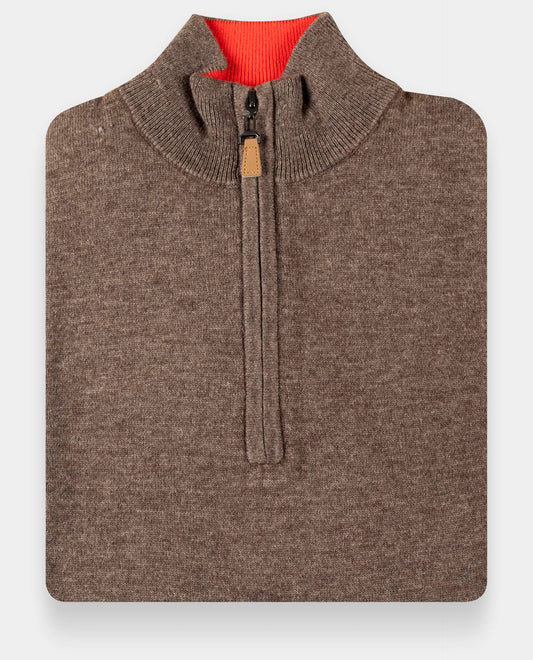 pull zip camionneur 30 cachemire Brun