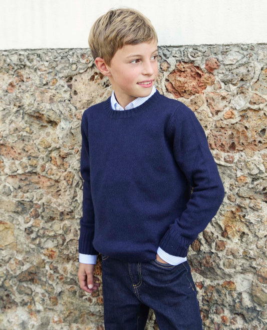 pull col rond 30 cachemire Marine