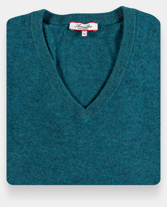 pull col V 100 cachemire Vert