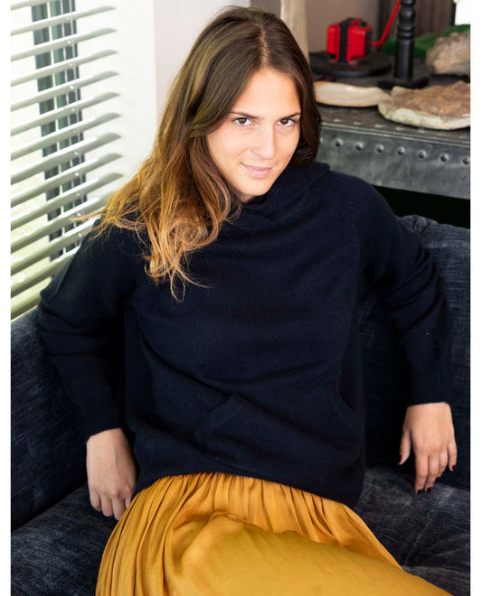 hoodie 100 cachemire Marine