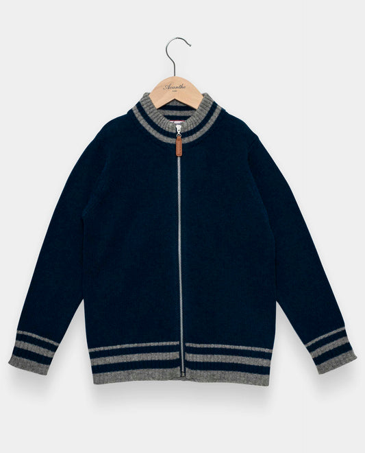 cardigan zippé 100 lwl marine clair