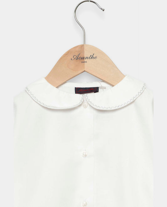 chemisier ml blanc liseré gris