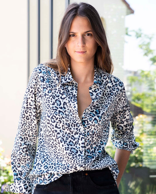 chemisier classique pli rond polyester imprimé panthère