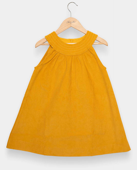 robe trapèze velours Jaune