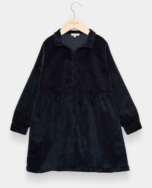 robe chemisier velours Marine