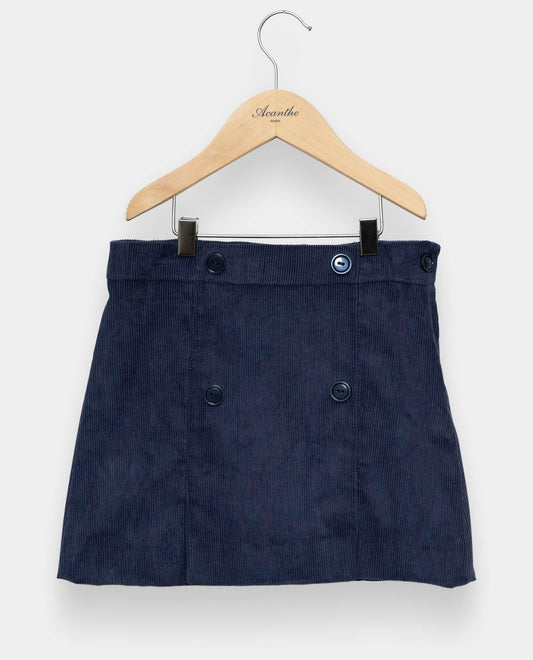 jupe plis plats velours bleu nuit