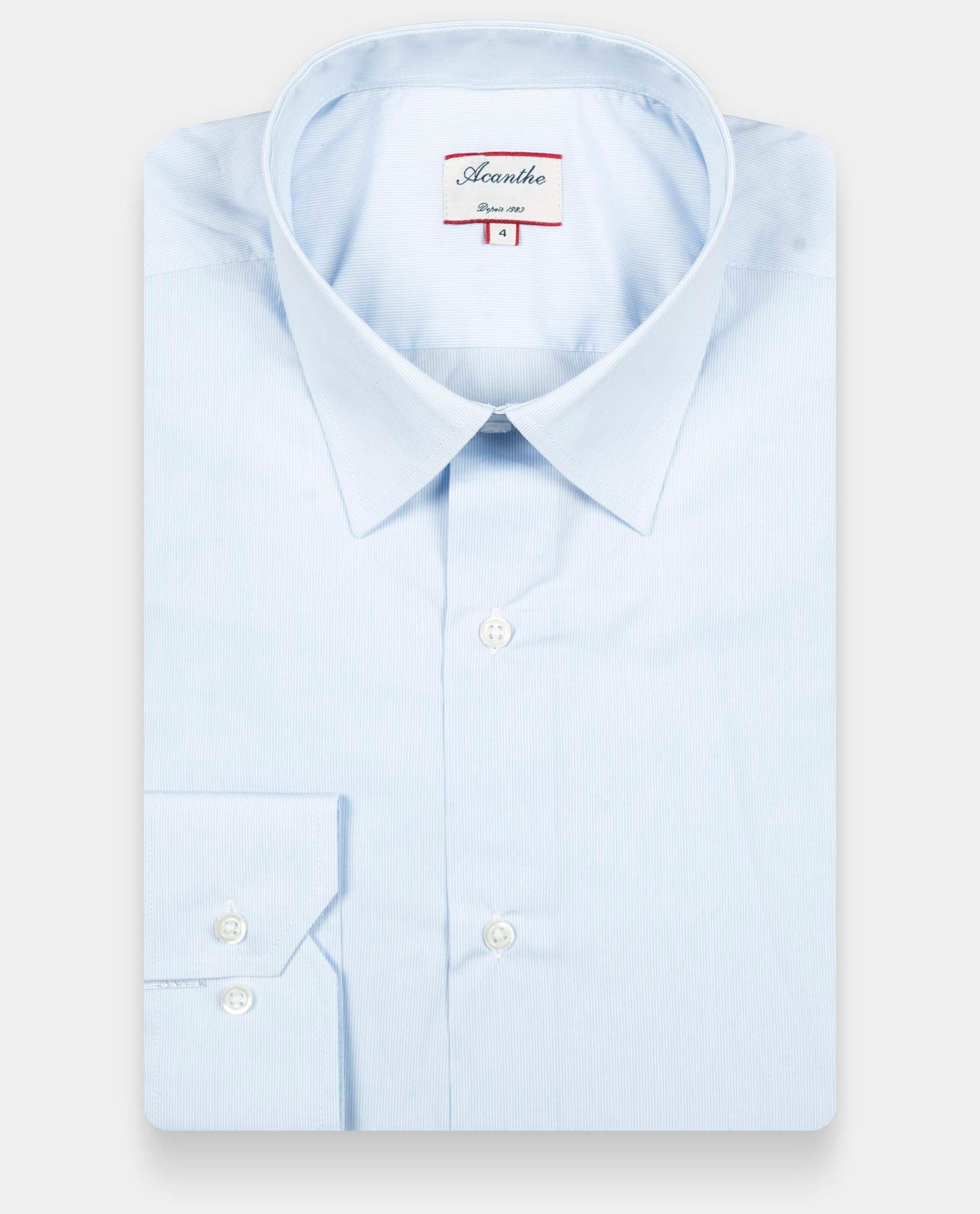 chemise col italien fine rayure ciel