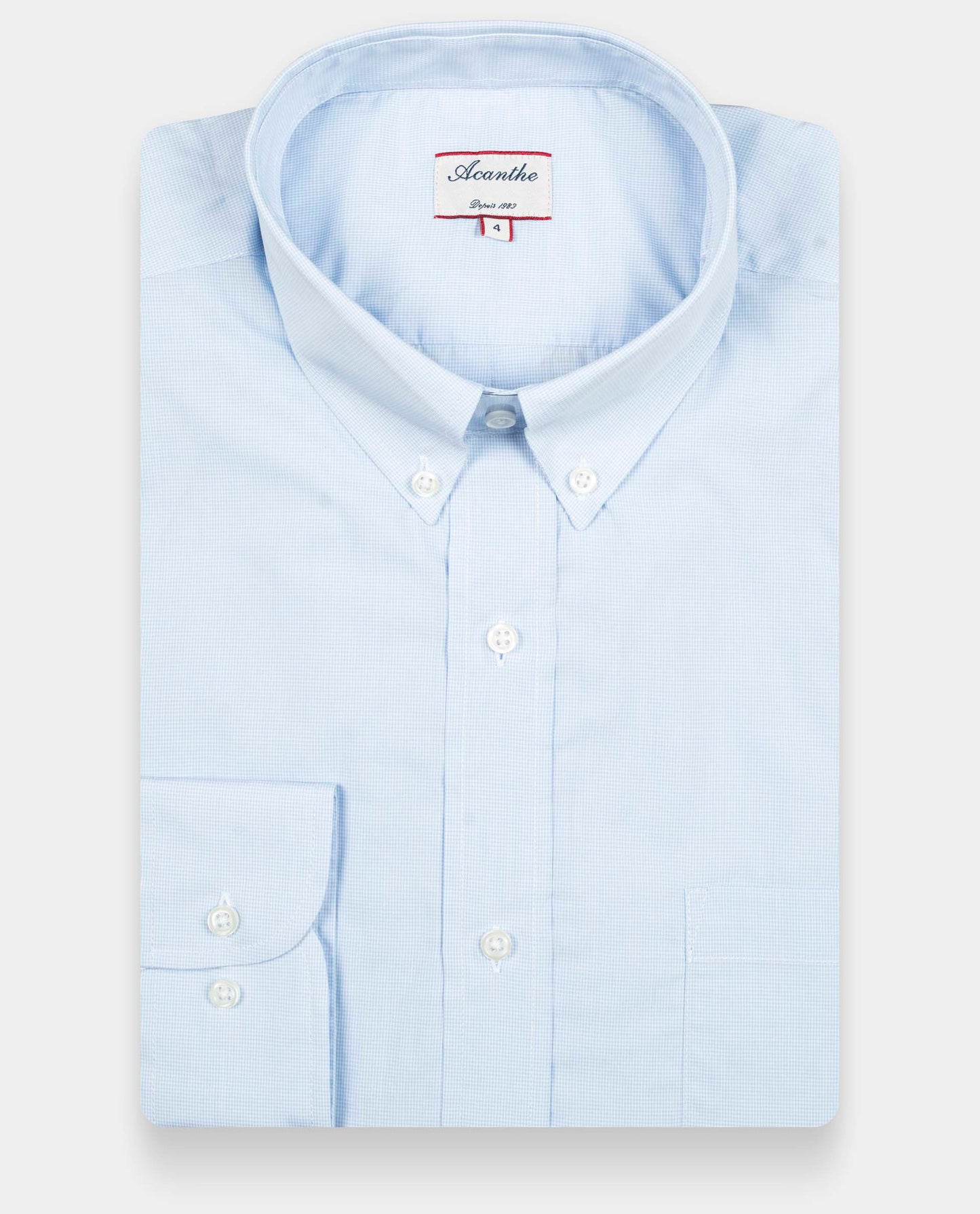 chemise col boutonné micro vichy ciel