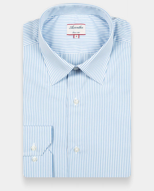 chemise col italien rayure ciel