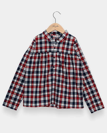 Blouse carreaux ml écossais bleu et rouge