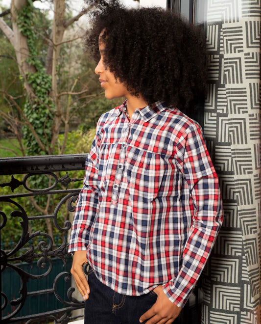 blouse carreaux ml JF écossais bleu et rouge