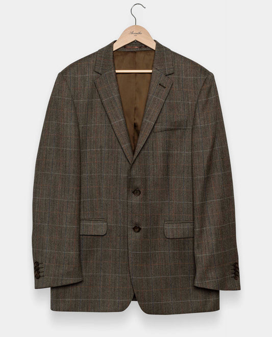 Veste laine 2 boutons carreaux chevron beige