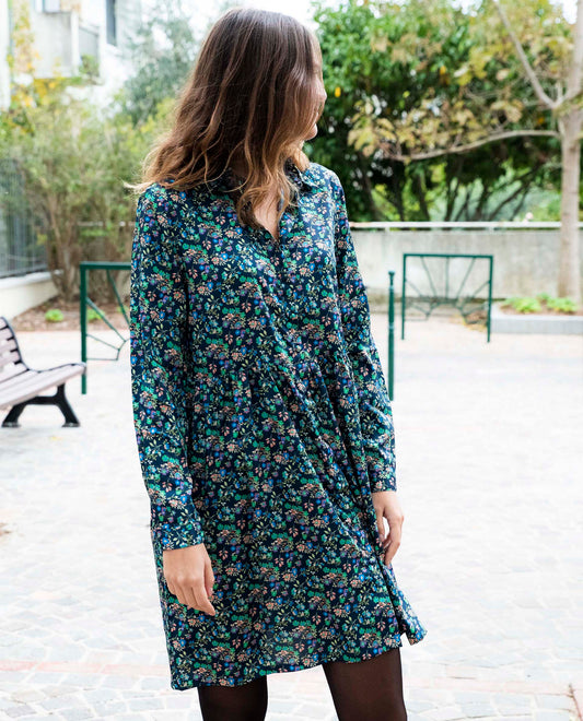robe chemisier polyester imprimé fleur