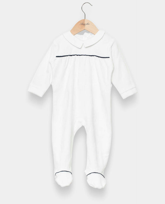 dors bien velours blanc col pointu blanc/liseré marine