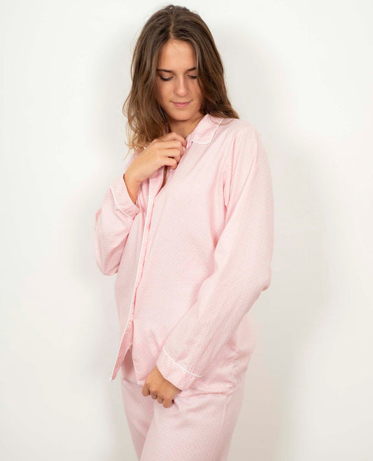 barboteuse flanelle pied de poule rose