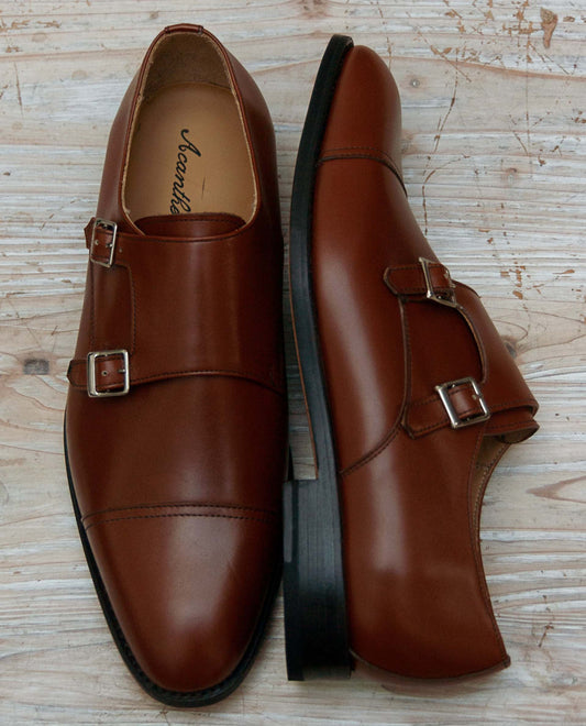 Deux boucles 13382 cuir cognac